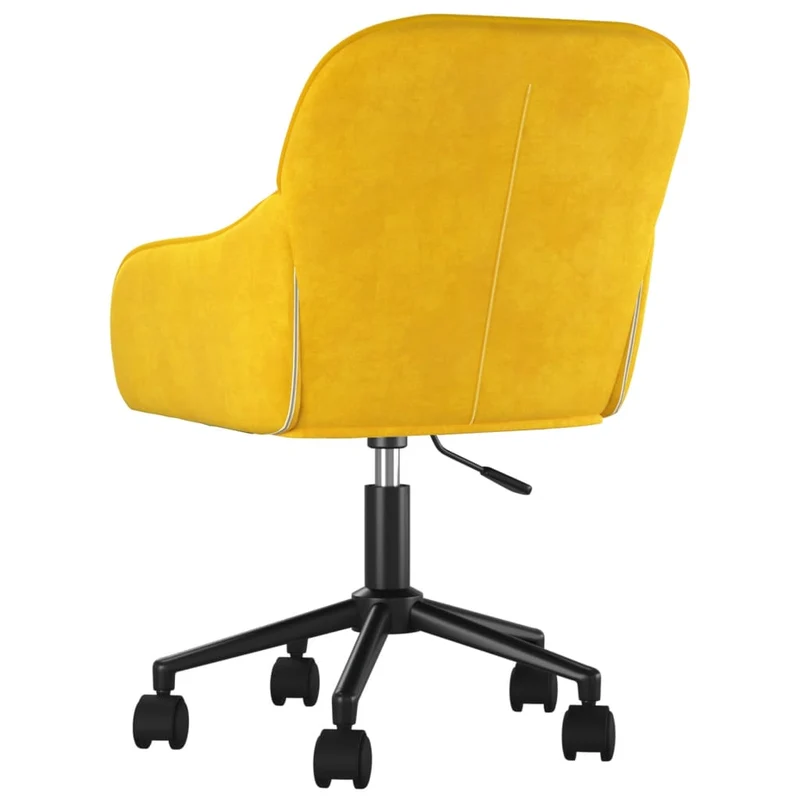 Lot de 2 chaises de salle à manger bureau sur roulettes siège pivotant hauteur réglable en velours jaune DEC025266