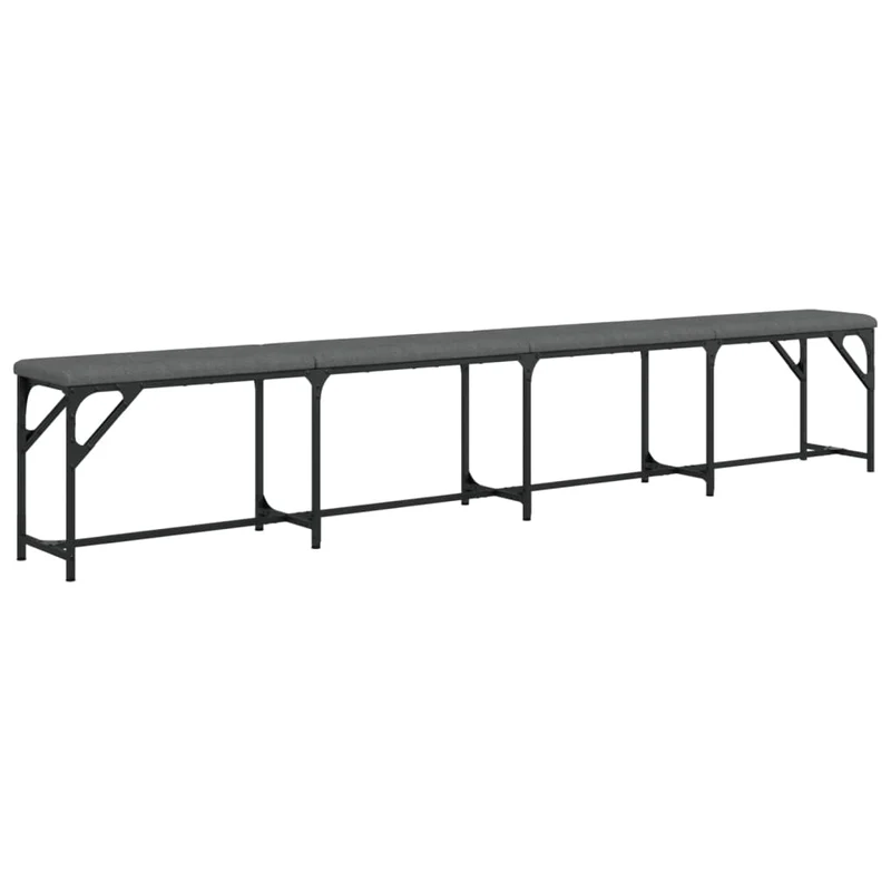 Banc de salle à manger 248 x 32 x 45 cm en acier et tissu gris DEC025023