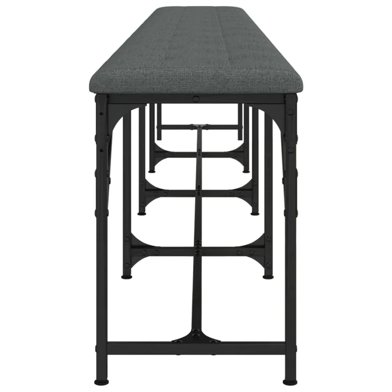 Banc de salle à manger 248 x 32 x 45 cm en acier et tissu gris DEC025023
