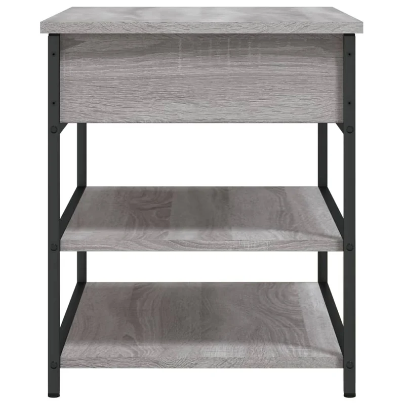 Banc de rangement à chaussures avec compartiment et 2 étagères 70 x 42,5 x 50 cm en bois d'ingénierie couleur sonoma gris DEC024945