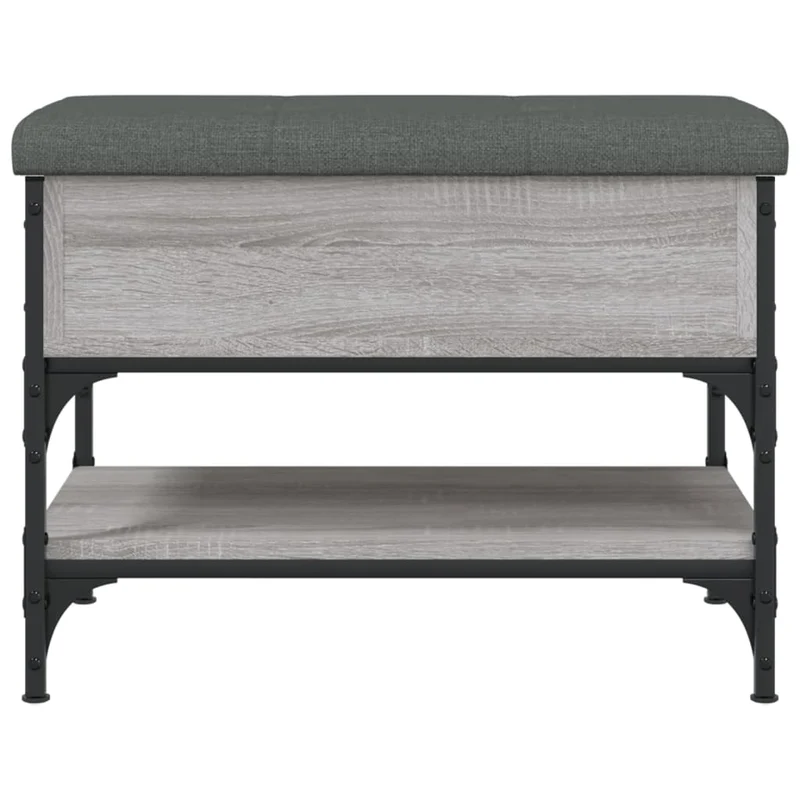 Banc de rangement à chaussures avec coussin d'assise et étagère 62 x 42 x 45 cm en bois d'ingénierie couleur sonoma gris DEC024942