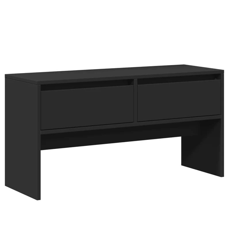 Ensemble de meubles de couloir 4 pièces miroir porte manteaux et banc à chaussures en bois d'ingénierie noir DEC024969