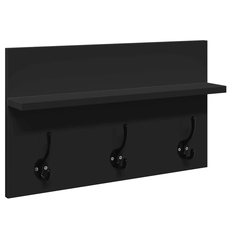 Ensemble de meubles de couloir 4 pièces miroir porte manteaux et banc à chaussures en bois d'ingénierie noir DEC024969