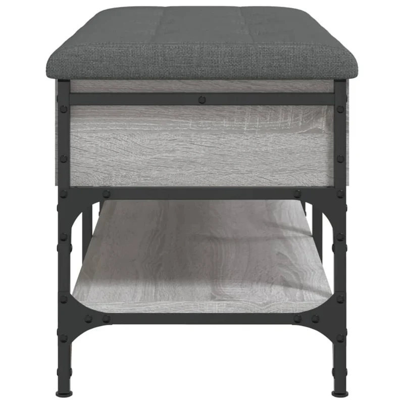 Banc de rangement à chaussures avec coussin d'assise et étagère 82 x 42 x 45 cm en bois d'ingénierie couleur sonoma gris DEC024950
