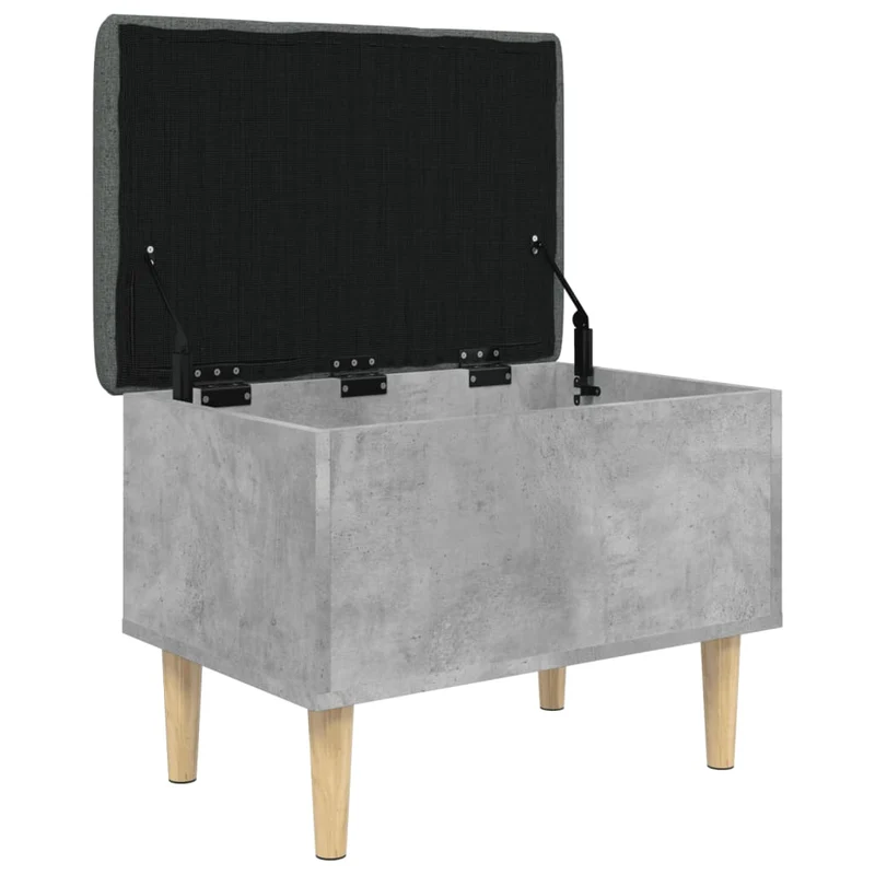 Banc banquette de rangement avec coussin d'assise gris 62 x 42 x 46 cm bois d'ingénierie couleur gris béton DEC024766