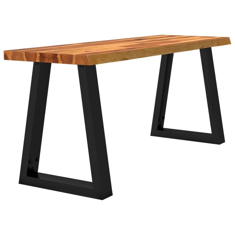 Banc de cuisine design industriel 110 cm en bois d'acacia massif brun pieds en forme de U en acier DEC024698