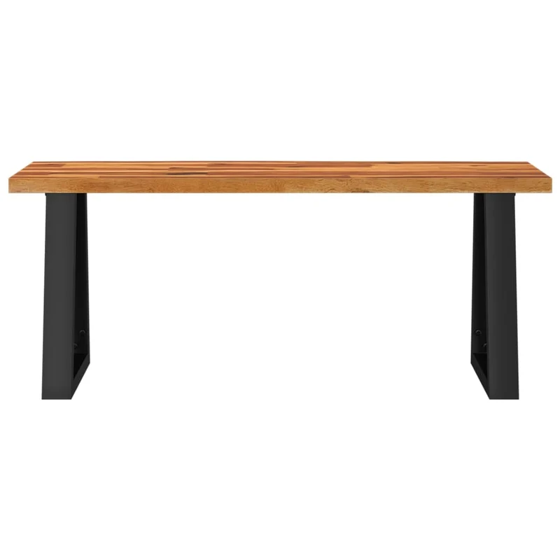 Banc de cuisine design industriel 110 cm en bois d'acacia massif brun pieds en forme de U en acier DEC024698
