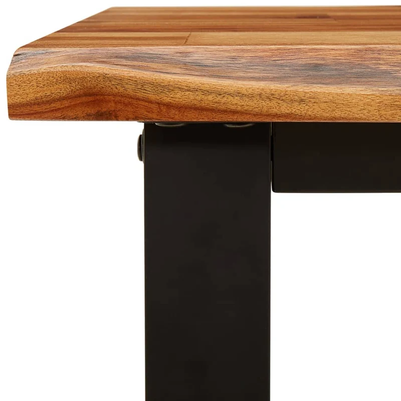 Banc de cuisine design industriel 110 cm en bois d'acacia massif brun pieds en forme de U en acier DEC024698