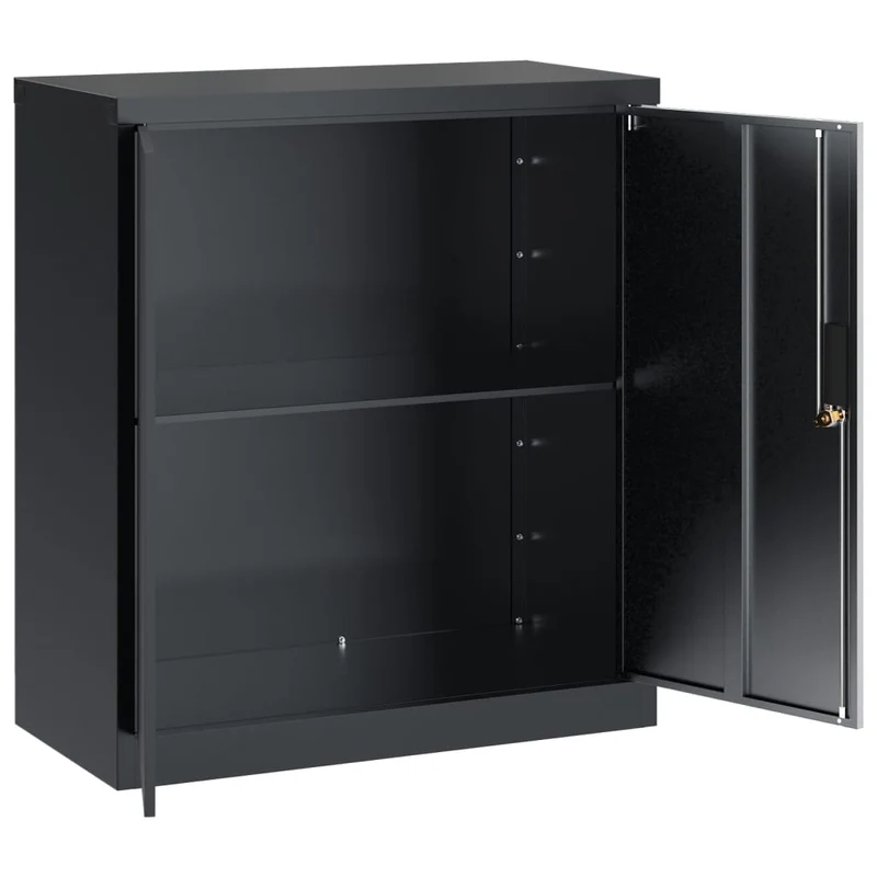 Caissons à tiroirs meuble de bureau portes verrouillables 79 x 40 x 90 cm en acier anthracite DEC024502