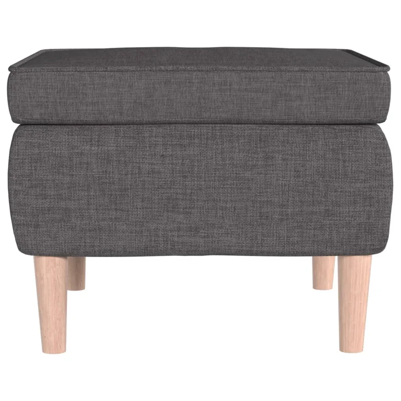 Tabouret assise repose-pieds avec pieds en bois assise en tissu gris foncé DEC026303
