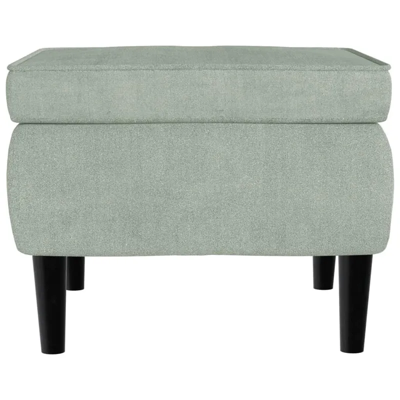 Tabouret assise repose-pieds avec pieds en bois assise en tissu velours gris clair DEC026302
