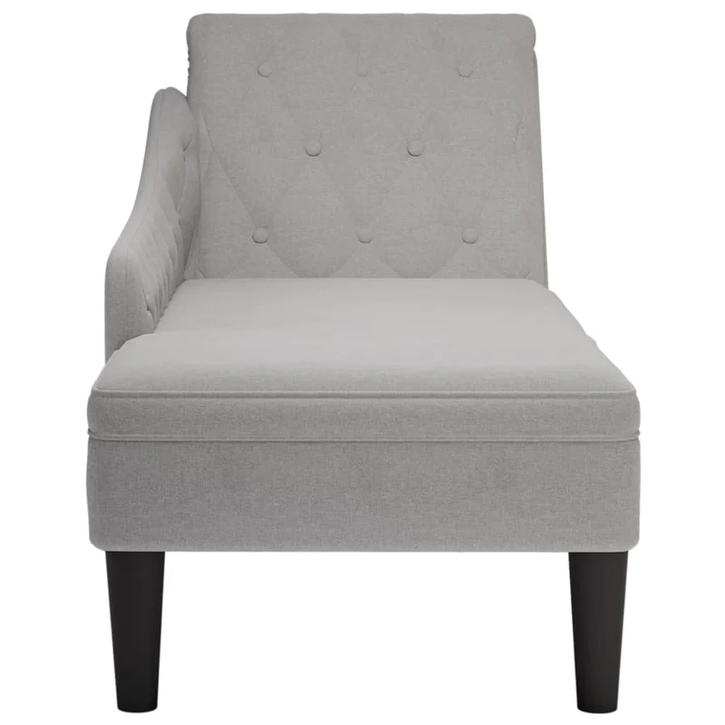 Méridienne chaise longue canapé pour intérieur avec coussin et accoudoir droit en tissu gris DEC026257