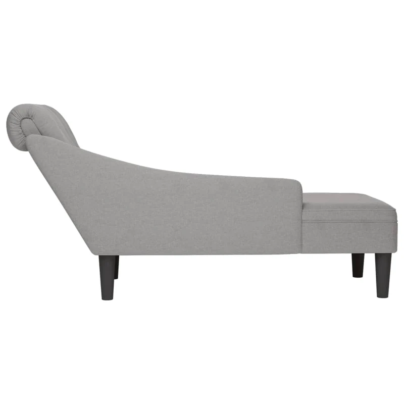 Méridienne chaise longue canapé pour intérieur avec coussin et accoudoir droit en tissu gris DEC026257