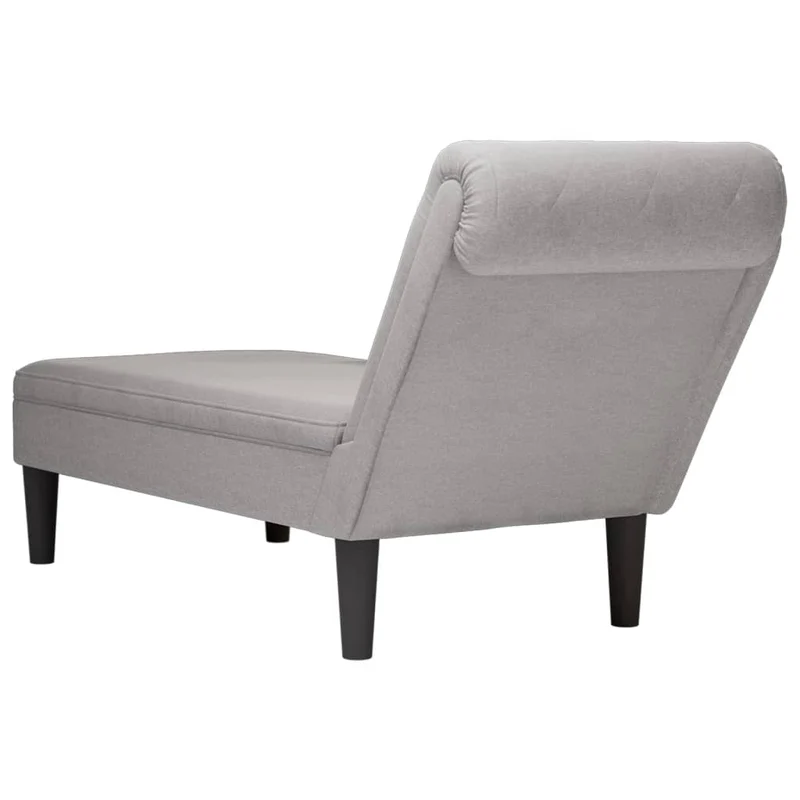 Méridienne chaise longue canapé pour intérieur avec coussin et accoudoir droit en tissu gris DEC026257