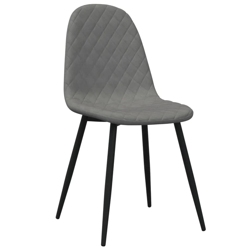 Set de 2 chaises de salle à manger couture en losange en tissu velours gris clair et métal DEC025512