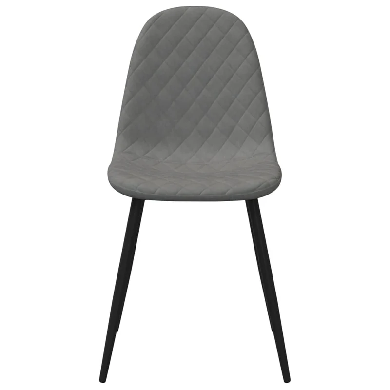 Set de 2 chaises de salle à manger couture en losange en tissu velours gris clair et métal DEC025512