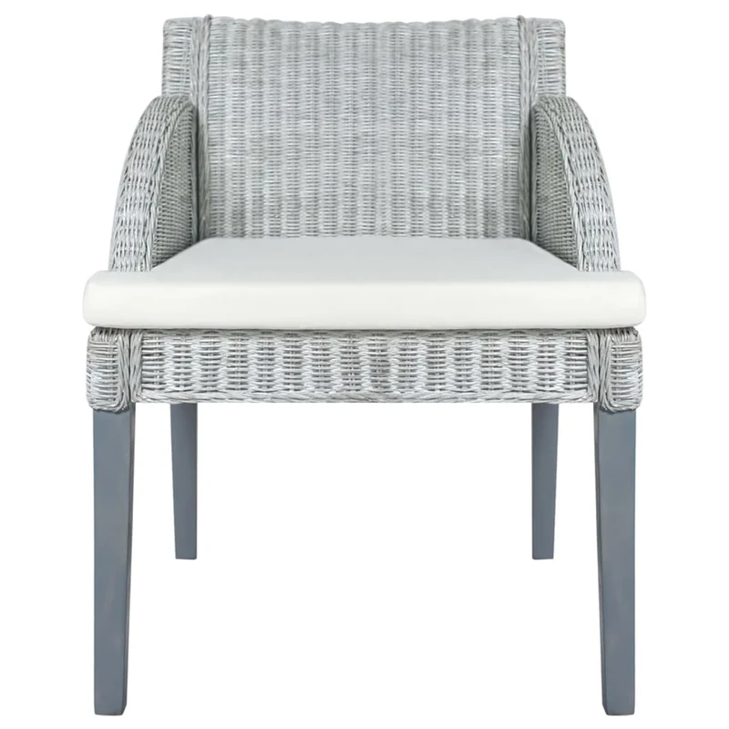 Lot de 2 chaises de salle à manger accoudoir ovale avec coussins crème et rotin naturel gris DEC025466