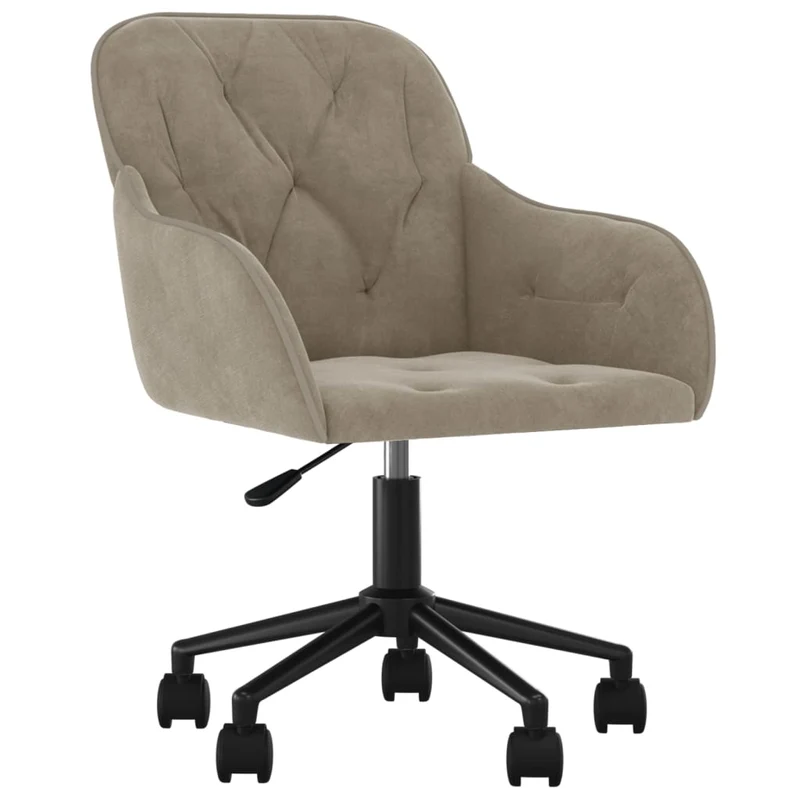 Lot de 2 chaises de salle à manger bureau sur roulettes siège pivotant hauteur réglable en velours gris clair DEC025236