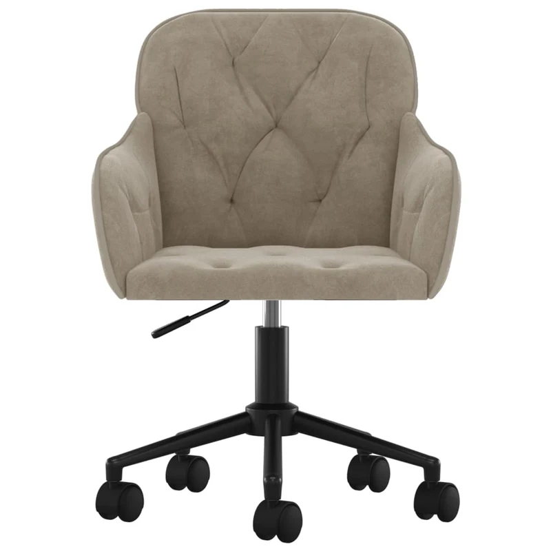 Lot de 2 chaises de salle à manger bureau sur roulettes siège pivotant hauteur réglable en velours gris clair DEC025236