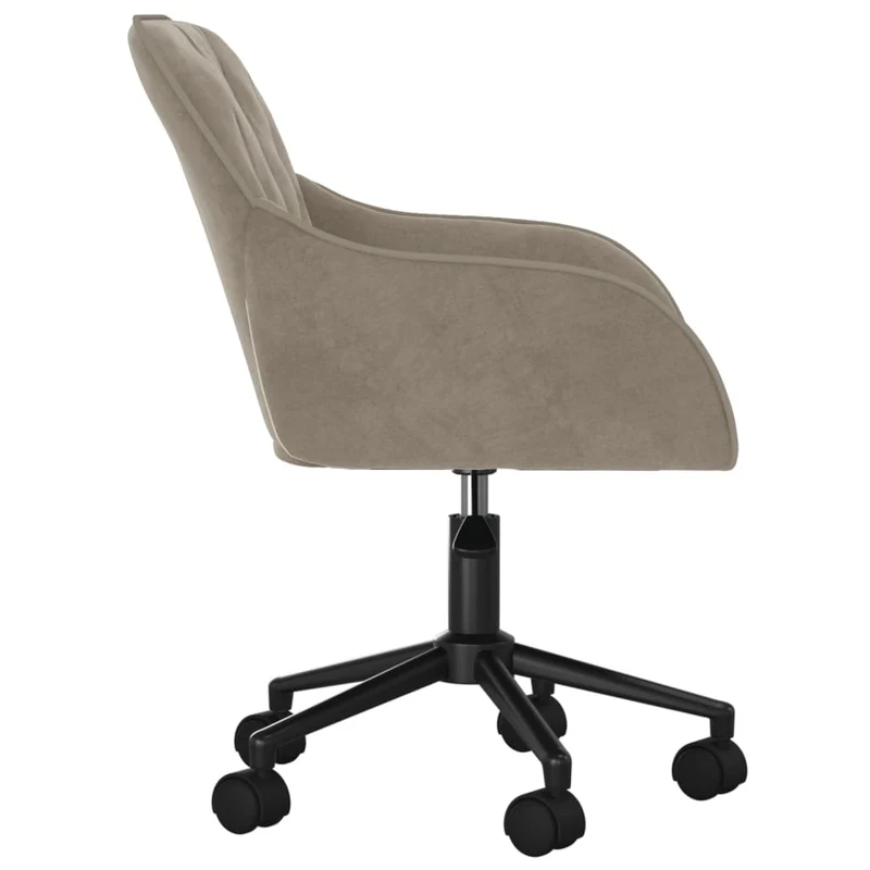 Lot de 2 chaises de salle à manger bureau sur roulettes siège pivotant hauteur réglable en velours gris clair DEC025236
