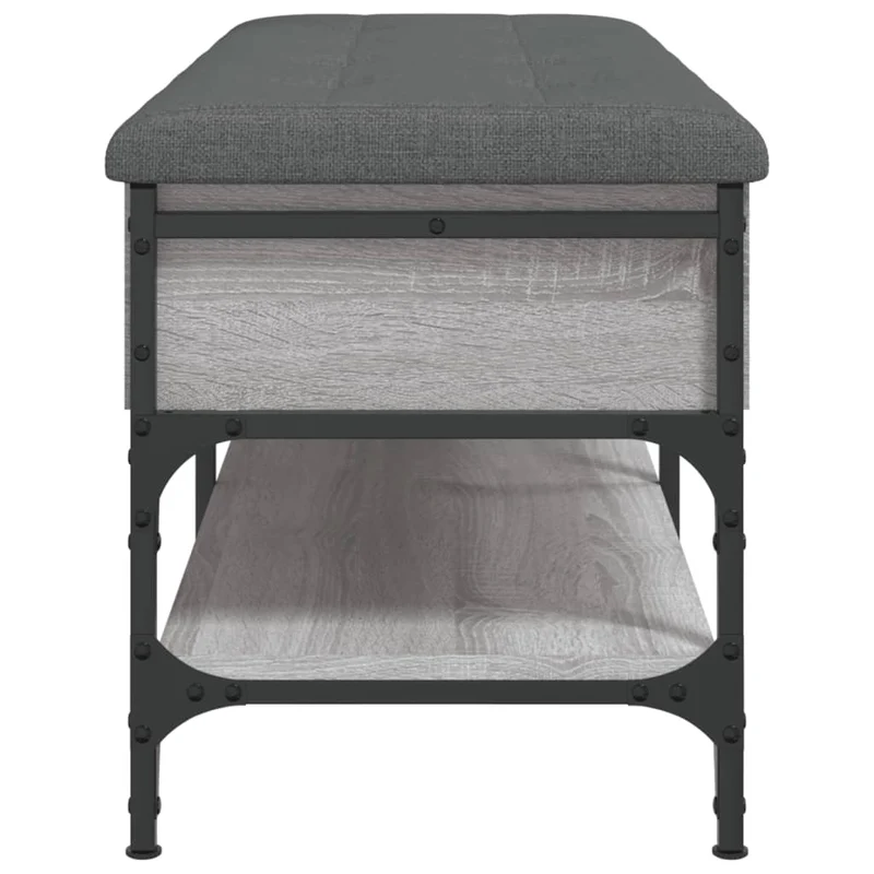 Banc de rangement à chaussures avec coussin d'assise et étagère 102 x 42 x 45 cm bois d'ingénierie couloir sonoma gris DEC024936
