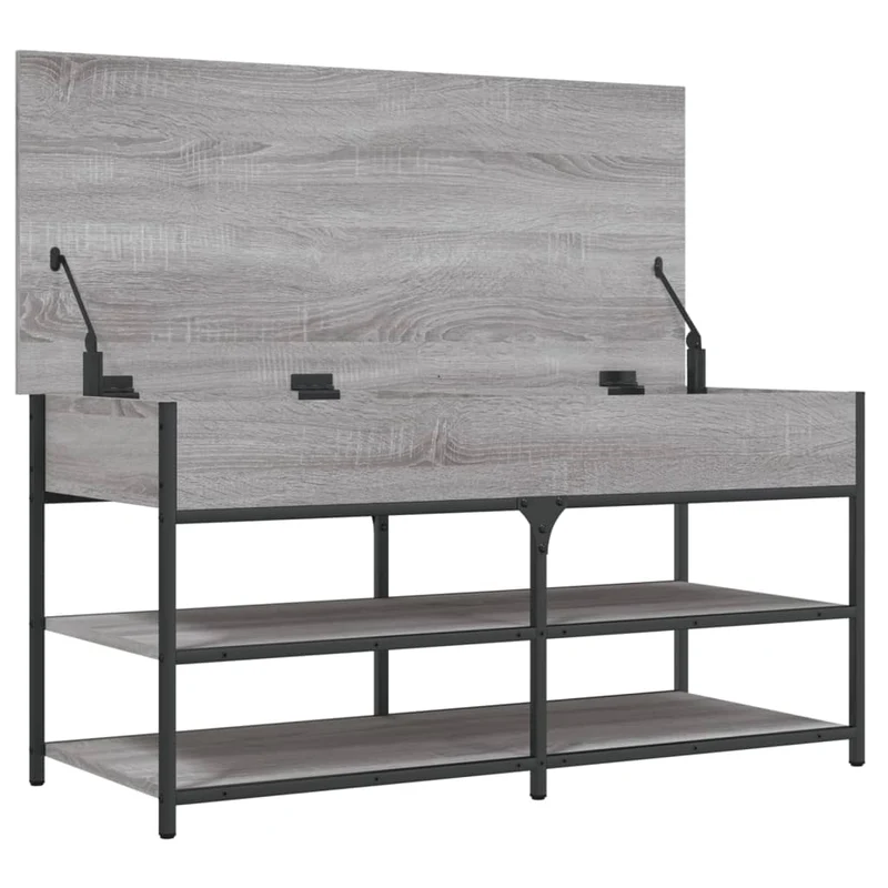 Banc de rangement à chaussures avec compartiment et étagère 100 x 42,5 x 50 cm bois d'ingénierie couleur sonoma gris DEC024931