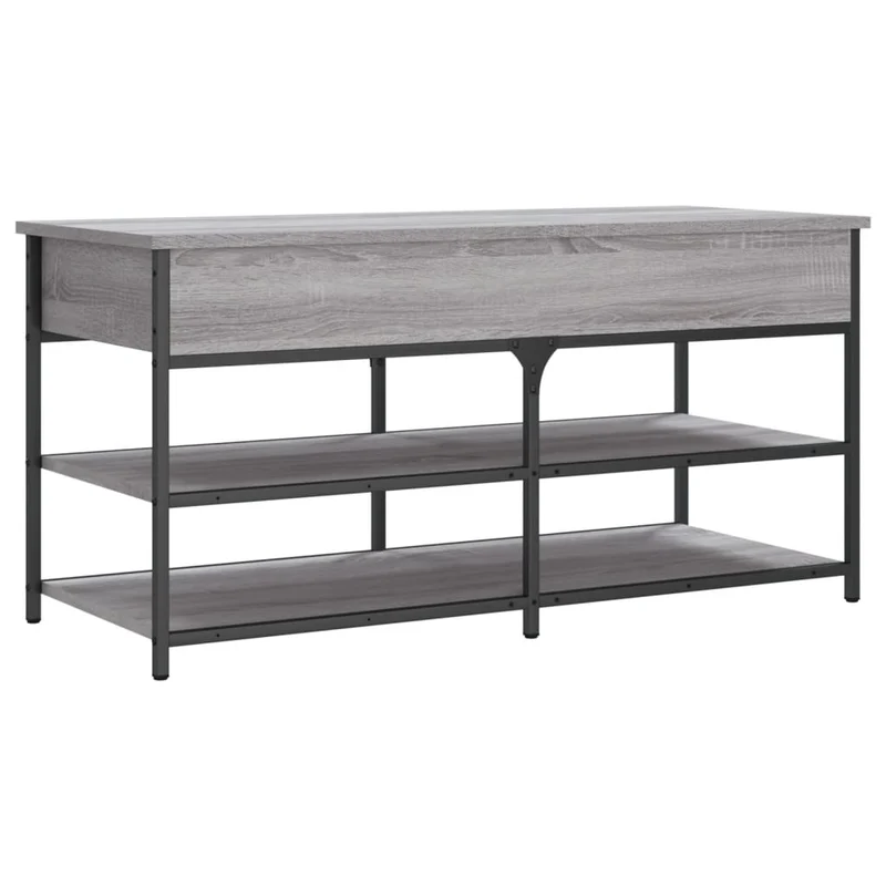 Banc de rangement à chaussures avec compartiment et étagère 100 x 42,5 x 50 cm bois d'ingénierie couleur sonoma gris DEC024931