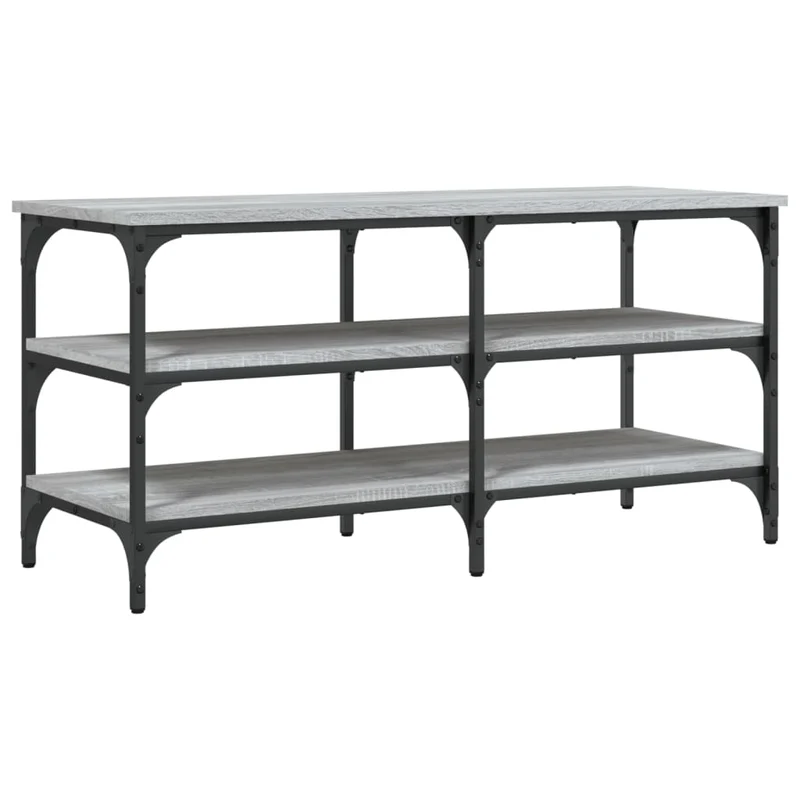 Banc de rangement à chaussures 3 étagères 100 x 38,5 x 49 cm bois d'ingénierie couleur sonoma gris DEC024930