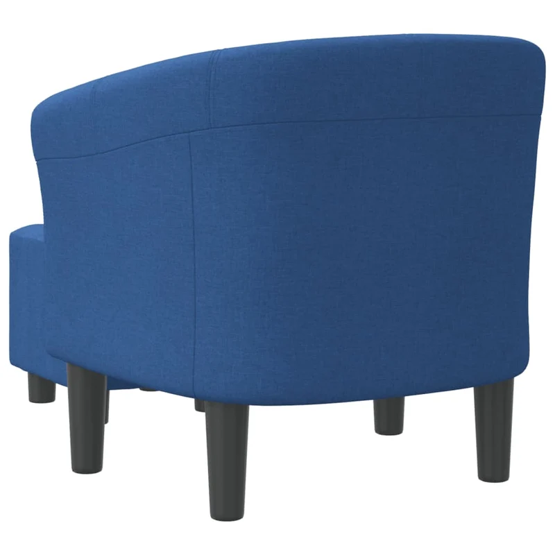 Fauteuil lounge assise confortable design moderne avec repose-pieds en tissu bleu DEC026419