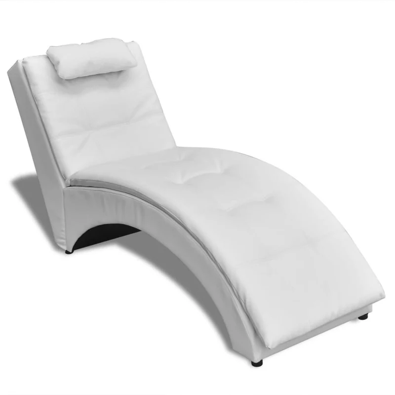 Méridienne chaise longue canapé pour intérieur avec oreiller blanc PVC blanc DEC026107
