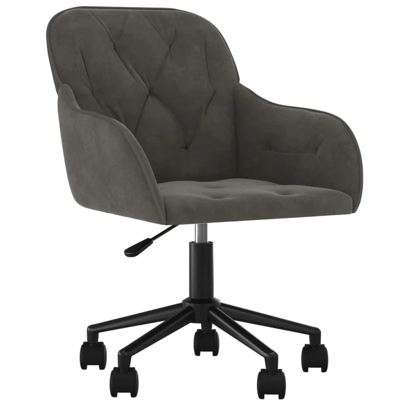 Lot de 2 chaises de salle à manger bureau sur roulettes siège pivotant hauteur réglable en velours gris foncé DEC025253