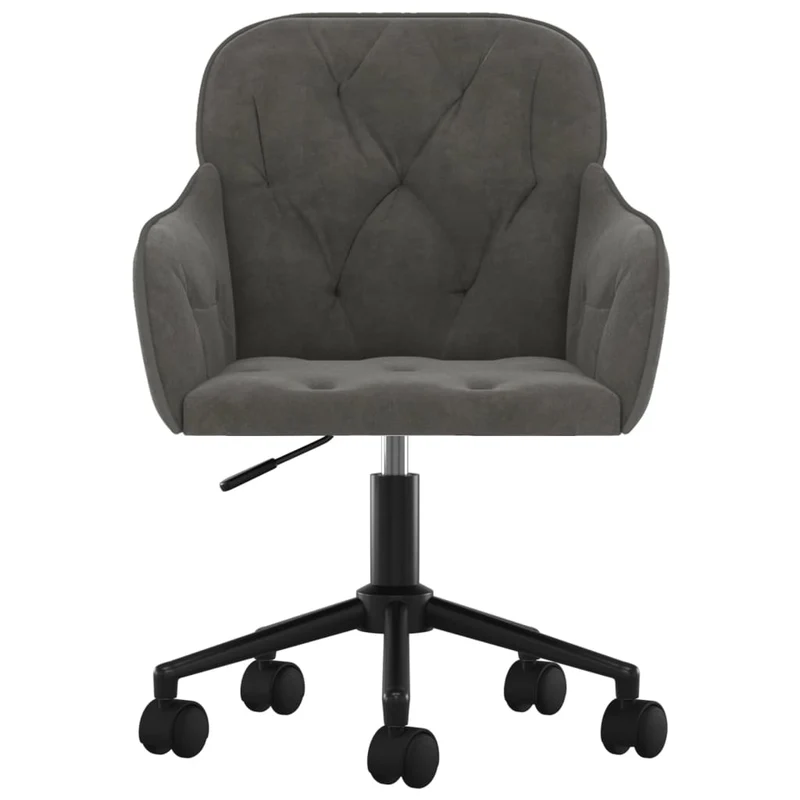 Lot de 2 chaises de salle à manger bureau sur roulettes siège pivotant hauteur réglable en velours gris foncé DEC025253