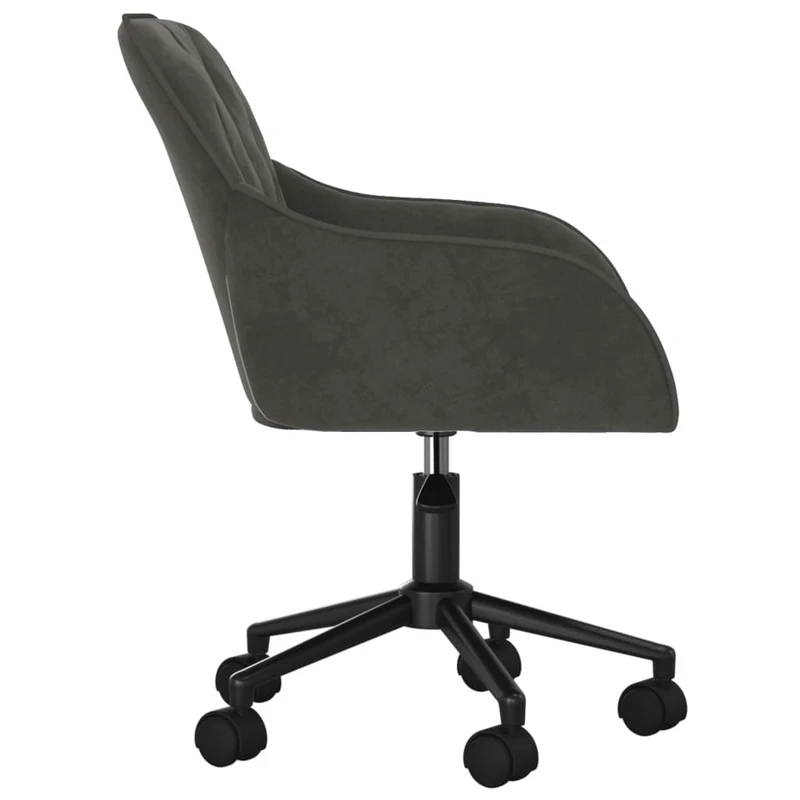 Lot de 2 chaises de salle à manger bureau sur roulettes siège pivotant hauteur réglable en velours gris foncé DEC025253