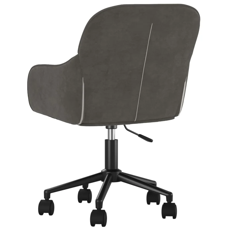 Lot de 2 chaises de salle à manger bureau sur roulettes siège pivotant hauteur réglable en velours gris foncé DEC025253