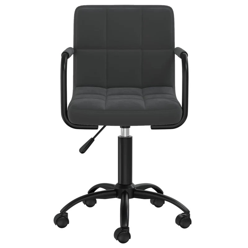 Lot de 2 chaises de salle à manger bureau sur roulettes accoudoirs siège pivotant hauteur réglable en velours noir DEC025287