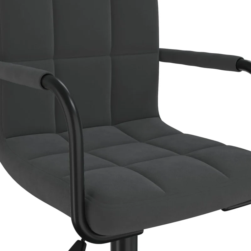 Lot de 2 chaises de salle à manger bureau sur roulettes accoudoirs siège pivotant hauteur réglable en velours noir DEC025287