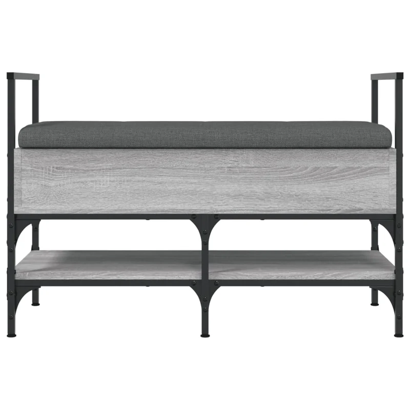 Banc de rangement à chaussures avec coussin d'assise et étagère 85,5 x 42 x 57,5 cm bois d'ingénierie couleur sonoma gris DEC024952