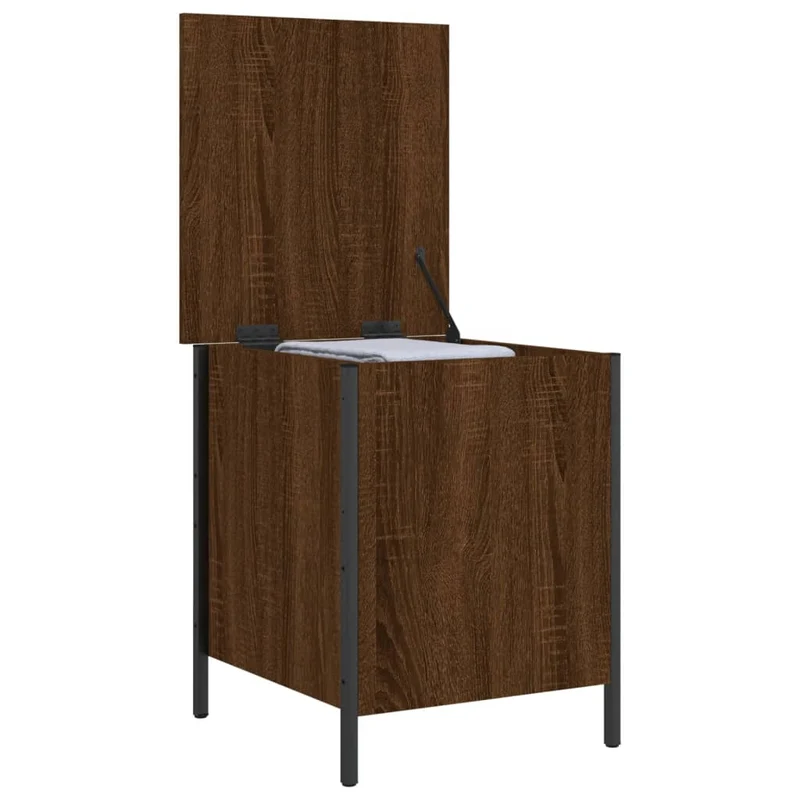 Banc banquette tabouret de rangement 40 x 42,5 x 50 cm bois d'ingénierie couleur chêne marron DEC024734