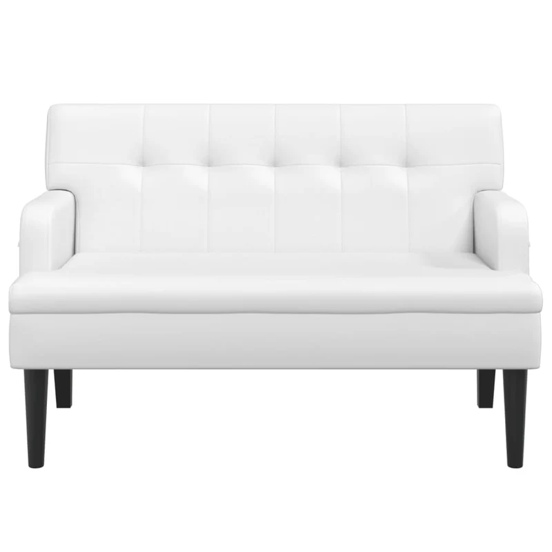 Banquette banc avec dossier capitonné et accoudoirs 112 x 65,5 x 75 cm en PVC blanc DEC024638