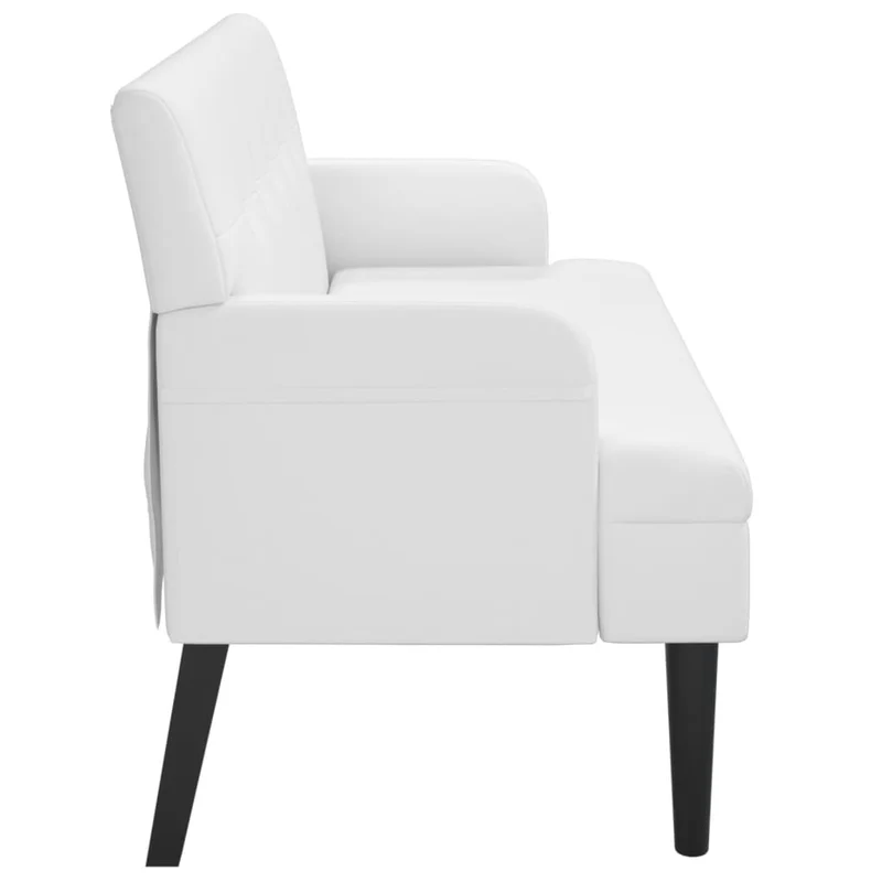 Banquette banc avec dossier capitonné et accoudoirs 112 x 65,5 x 75 cm en PVC blanc DEC024638