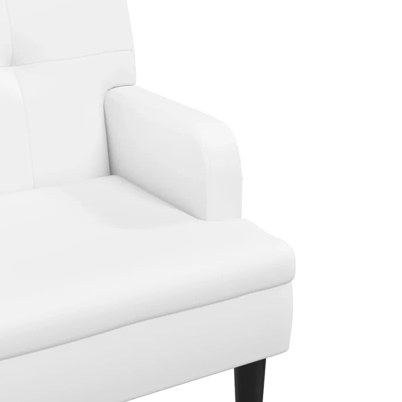 Banquette banc avec dossier capitonné et accoudoirs 112 x 65,5 x 75 cm en PVC blanc DEC024638