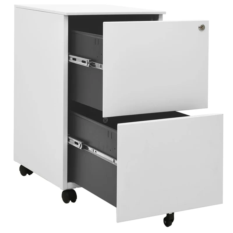 Caissons à tiroirs meuble de bureau sur roulettes 2 tiroirs 39 x 45 x 67 cm en acier gris clair DEC024577
