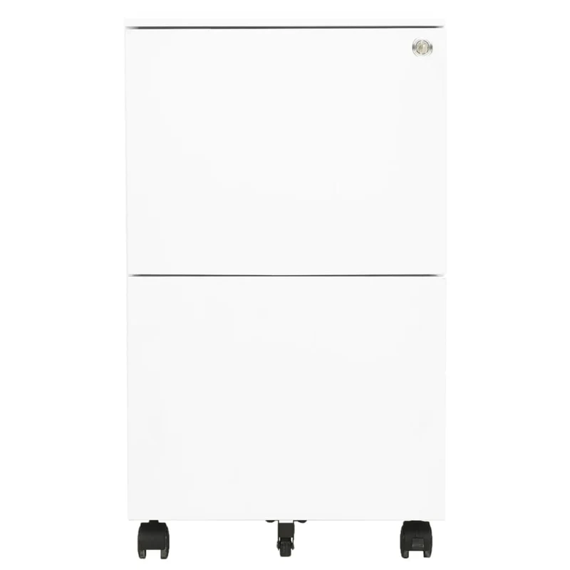 Caissons à tiroirs meuble de bureau sur roulettes avec 2 tiroirs 39 x 45 x 67 cm en acier blanc DEC024572