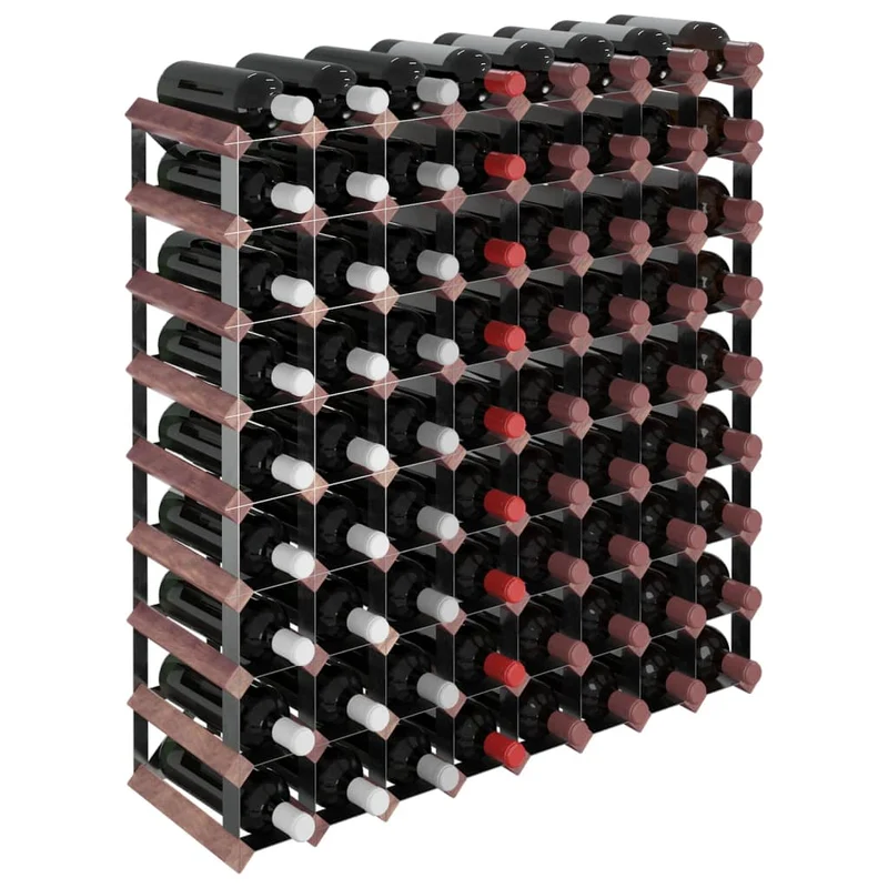 Casier range bouteilles étagère de rangement vin pour 72 bouteilles en bois pin marron et acier DEC024338