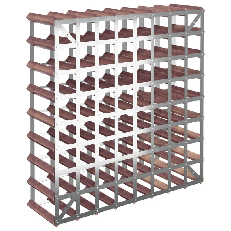 Casier range bouteilles étagère de rangement vin pour 72 bouteilles en bois pin marron et acier DEC024338