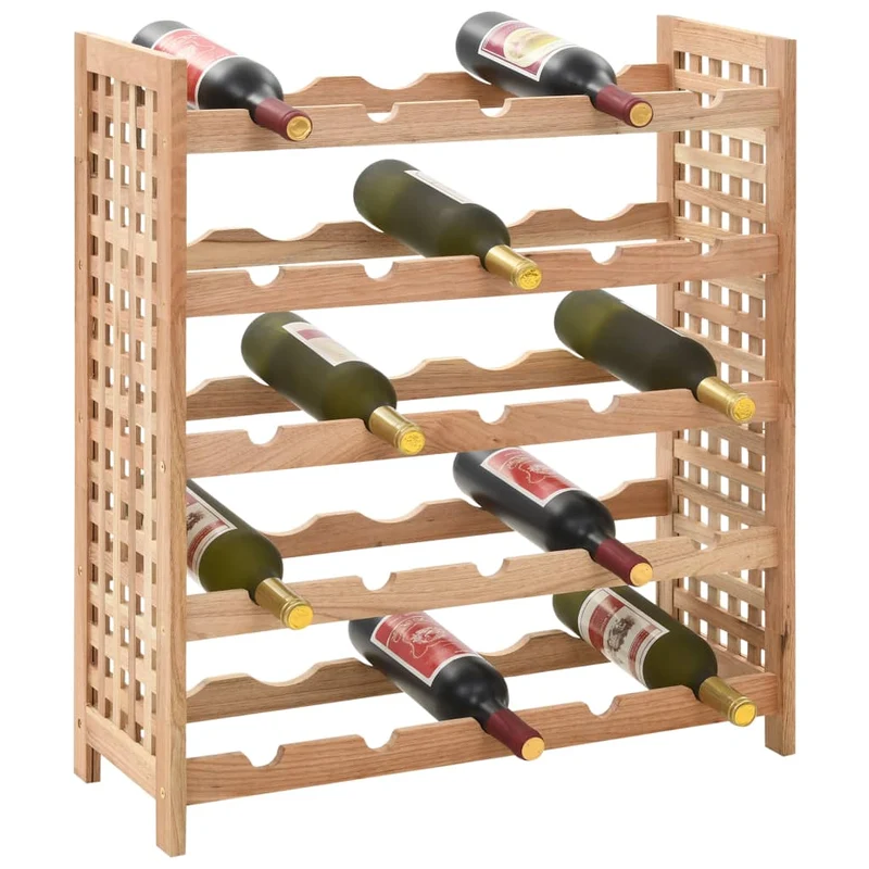 Casier range bouteilles étagère de rangement vin pour 25 bouteilles 5 niveaux en bois de noyer 63 x 25 x 73cm DEC024309