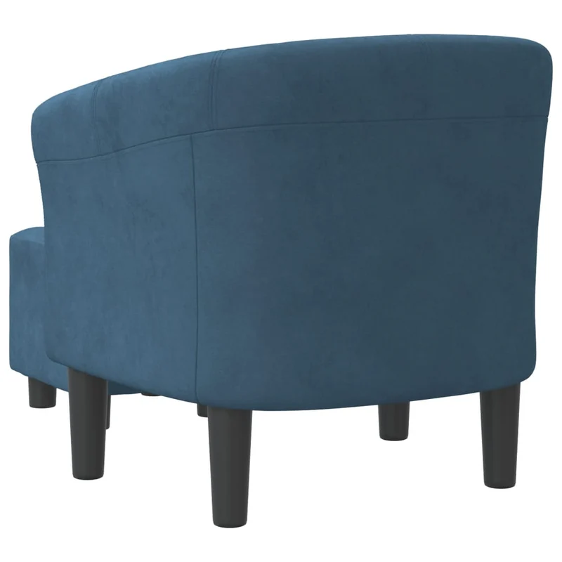 Fauteuil lounge assise confortable design moderne avec repose-pied en velours bleu foncé DEC026418
