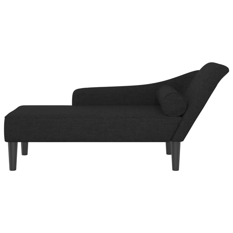Méridienne chaise longue canapé pour intérieur avec coussins en tissu noir DEC026089