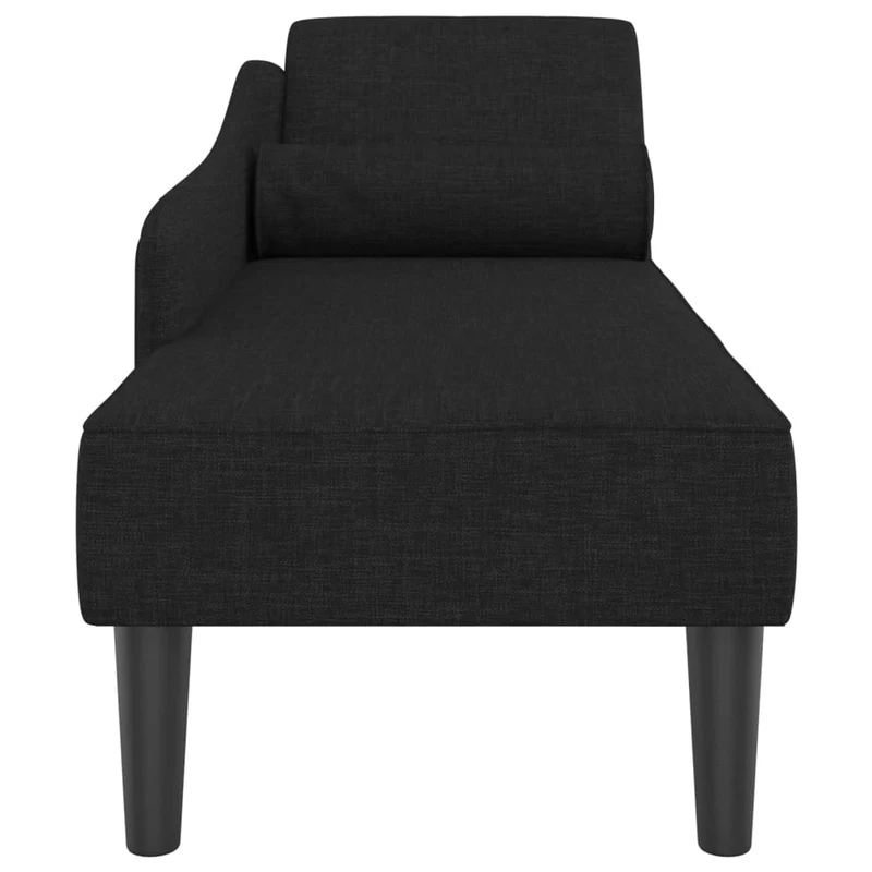 Méridienne chaise longue canapé pour intérieur avec coussins en tissu noir DEC026089