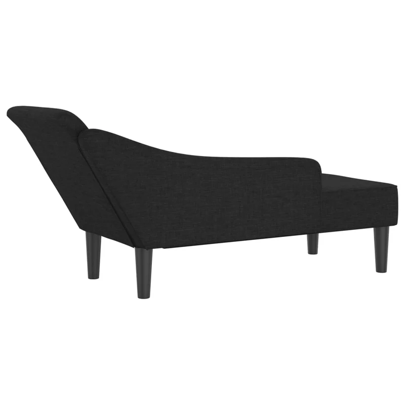 Méridienne chaise longue canapé pour intérieur avec coussins en tissu noir DEC026089